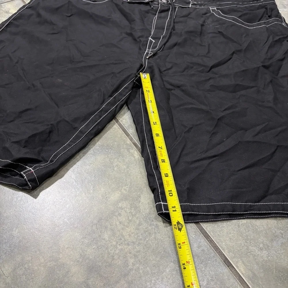 True Religion Men’s Board Shorts Swim Trunks Size 42 Black Swimwear Beach Y2K